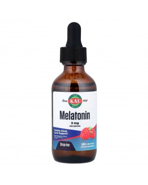 KAL, мелатонин, натуральная малина, 3 мг, 55 мл (1,85 жидк. унции)