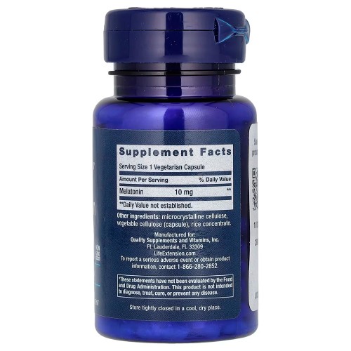 Life Extension, Мелатонин, 10 мг, 60 вегетарианских капсул