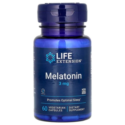 Life Extension, Мелатонин, 3 мг, 60 вегетарианских капсул