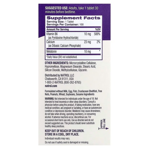 Natrol, мелатонин, медленное высвобождение, 10 мг, 100 таблеток Natrol, мелатонин, медленное высвобождение, 10 мг, 100 таблеток