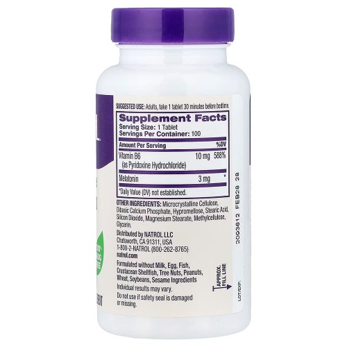 Natrol, Мелатонин, медленное высвобождение, 3 мг, 100 таблеток Natrol, Мелатонин, медленное высвобождение, 3 мг, 100 таблеток