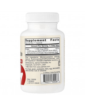 Jarrow Formulas, метилфолат, 1000 мкг, 100 вегетарианских капсул