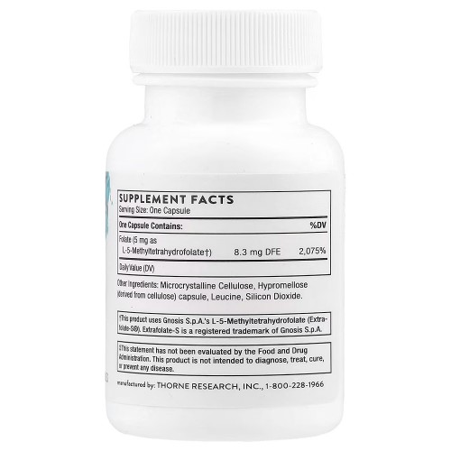 Thorne, 5-MTHF, 5 мг, 60 капсул Thorne, 5-MTHF, 5 мг, 60 капсул