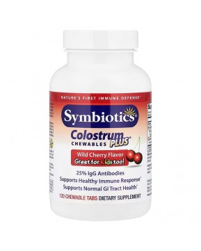 Symbiotics, Colostrum Plus®, жевательные таблетки с молозивом, со вкусом черешни, 120 жевательных таблеток
