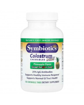 Symbiotics, Colostrum Plus, симбиотики из молозива, со вкусом ананаса, 120 жевательных таблеток