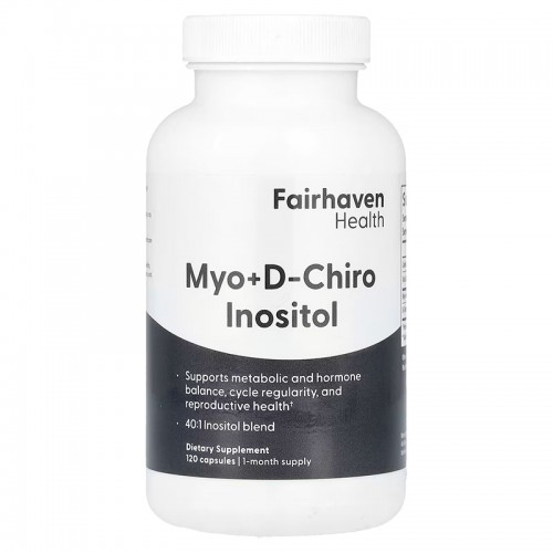 Fairhaven Health, мио-инозитол и D-хиро-инозитол, 120 капсул Fairhaven Health, мио-инозитол и D-хиро-инозитол, 120 капсул