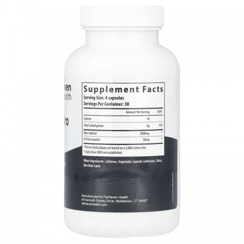 Fairhaven Health, мио-инозитол и D-хиро-инозитол, 120 капсул Fairhaven Health, мио-инозитол и D-хиро-инозитол, 120 капсул