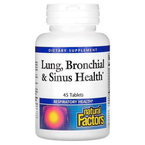 Natural Factors, Здоровье дыхательных путей (Lung, Bronchial & Sinus Health), 45 таблеток Natural Factors, Здоровье дыхательных путей (Lung, Bronchial & Sinus Health), 45 таблеток
