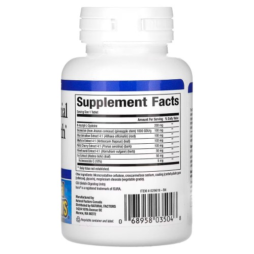 Natural Factors, Здоровье дыхательных путей (Lung, Bronchial & Sinus Health), 45 таблеток Natural Factors, Здоровье дыхательных путей (Lung, Bronchial & Sinus Health), 45 таблеток