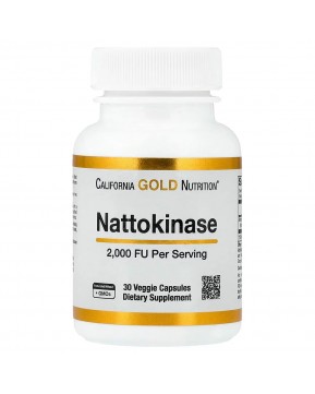 California Gold Nutrition, Наттокиназа, протеолитический фермент, 2000 FU, 30 растительных капсул