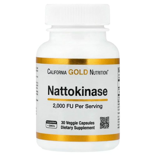 California Gold Nutrition, Наттокиназа, протеолитический фермент, 2000 FU, 30 растительных капсул