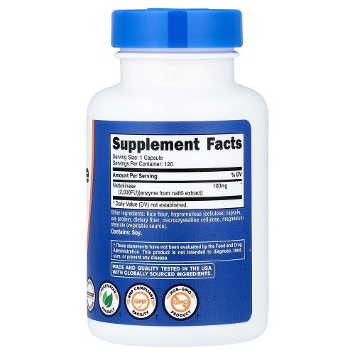 Nutricost, наттокиназа, 100 мг (2000 FU), 120 капсул