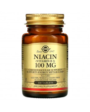Solgar, Ниацин (витамин В3), 100 мг, 100 таблеток