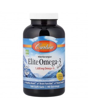 Carlson, Elite Omega-3 Gems®, отборные омега-3 кислоты из норвежской рыбы дикого улова, натуральный лимонный вкус, 180 капсул
