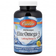 Carlson, Elite Omega-3 Gems®, отборные омега-3 кислоты из норвежской рыбы дикого улова, натуральный лимонный вкус, 90 капсул