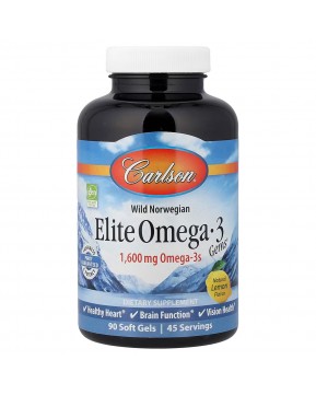 Carlson, Elite Omega-3 Gems®, отборные омега-3 кислоты из норвежской рыбы дикого улова, натуральный лимонный вкус, 90 капсул