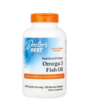 Doctor's Best, очищенный и прозрачный рыбий жир с омега-3, 120 капсул из рыбьего желатина (1000 мг в 1 капсуле)