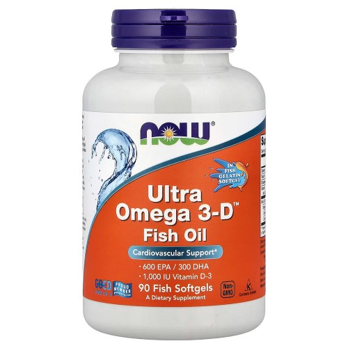 NOW Foods, Ultra Omega 3-D™, рыбий жир с омега-3, 90 капсул из рыбьего желатина