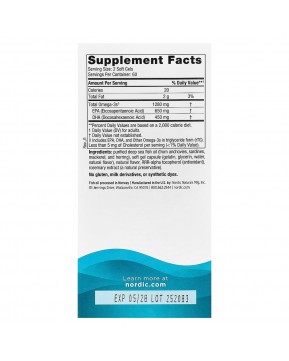 Nordic Naturals, Ultimate Omega®, омега-3 кислоты, со вкусом лимона, 120 капсул (640 мг в 1 капсуле)