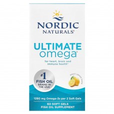 Nordic Naturals, Ultimate Omega, высокоэффективные омега-3 кислоты, со вкусом лимона, 60 капсул (640 мг в 1 капсуле)
