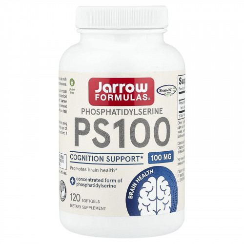 Jarrow Formulas, PS 100, фосфатидилсерин, 100 мг, 120 мягких таблеток Jarrow Formulas, PS 100, фосфатидилсерин, 100 мг, 120 мягких таблеток