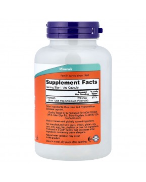 NOW Foods, пиколинат хрома, 200 мкг, 250 вегетарианских капсул