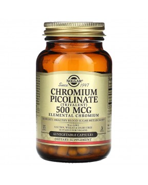 Solgar, пиколинат хрома, 500 мкг, 60 растительных капсул