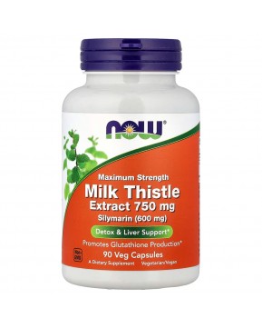 NOW Foods, экстракт расторопши, 750 мг, 90 растительных капсул