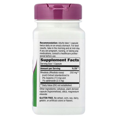Nature's Way, родиола, 250 мг, 60 веганских капсул