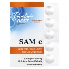Doctor's Best, SAMe (дисульфат тозилат), 200 мг, 60 таблеток, покрытых кишечнорастворимой оболочкой
