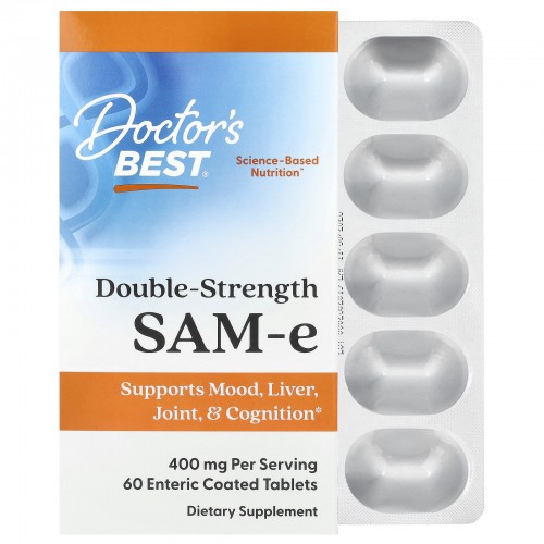 Doctor's Best, SAMe (дисульфат тозилат), двойная сила, 400 мг, 60 таблеток, покрытых кишечнорастворимой оболочкой
