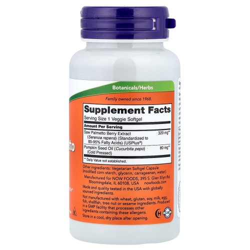 NOW Foods, экстракт серенои, 90 растительных капсул