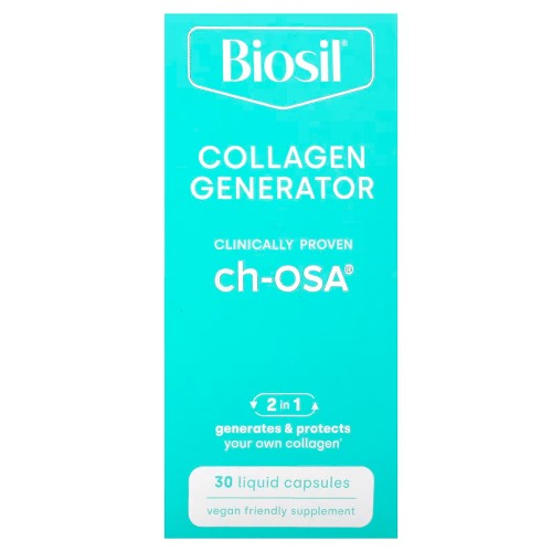 Biosil, Collagen Generator, средство для стимулирования производства коллагена, 30 капсул с жидкостью