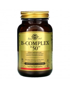 Solgar, комплекс витаминов группы B «50», 100 растительных капсул