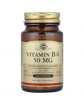 Solgar, Витамин В6, 50 мг, 100 таблеток
