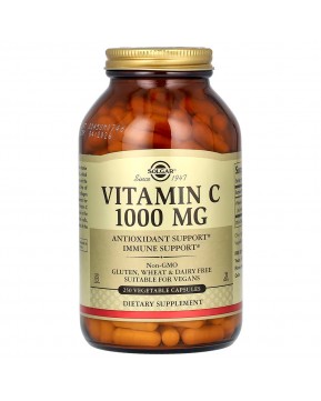 Solgar, витамин C, 1000 мг, 250 растительных капсул