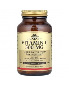 Solgar, витамин C, 500 мг, 100 растительных капсул