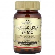 Solgar, Gentle Iron, 25 мг, 90 растительных капсул