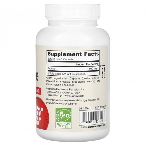 Jarrow Formulas, таурин, 1000 мг, 100 капсул Jarrow Formulas, таурин, 1000 мг, 100 капсул