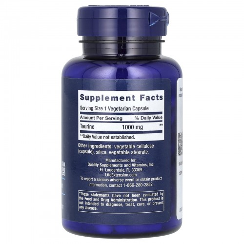 Life Extension, Таурин, 1000 мг, 90 вегетарианских капсул