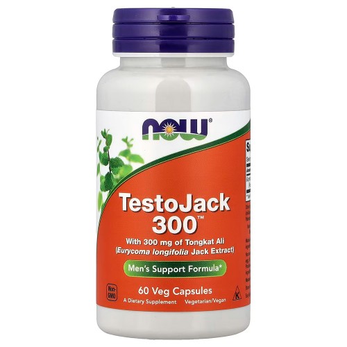 NOW Foods, TestoJack 300™, эврикома длиннолистая, 300 мг, 60 растительных капсул