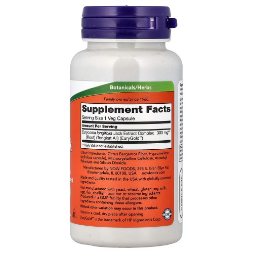 NOW Foods, TestoJack 300™, эврикома длиннолистая, 300 мг, 60 растительных капсул