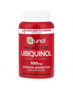 Qunol, Mega CoQ10, убихинол, 100 мг, 60 капсул