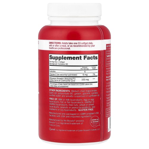 Qunol, Mega CoQ10, убихинол, 100 мг, 60 капсул