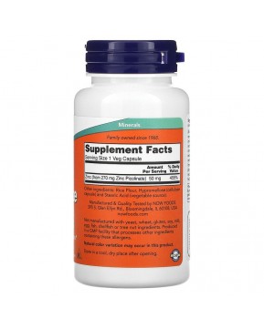 Now Foods, пиколинат цинка, 50 мг, 120 растительных капсул